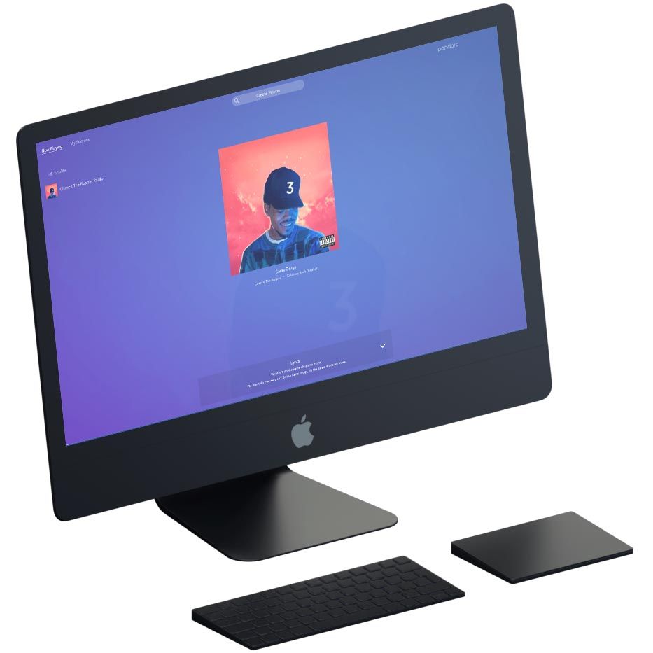 Komputer Mac dengan artis TuneCore independen Chance para rapper di Pandora